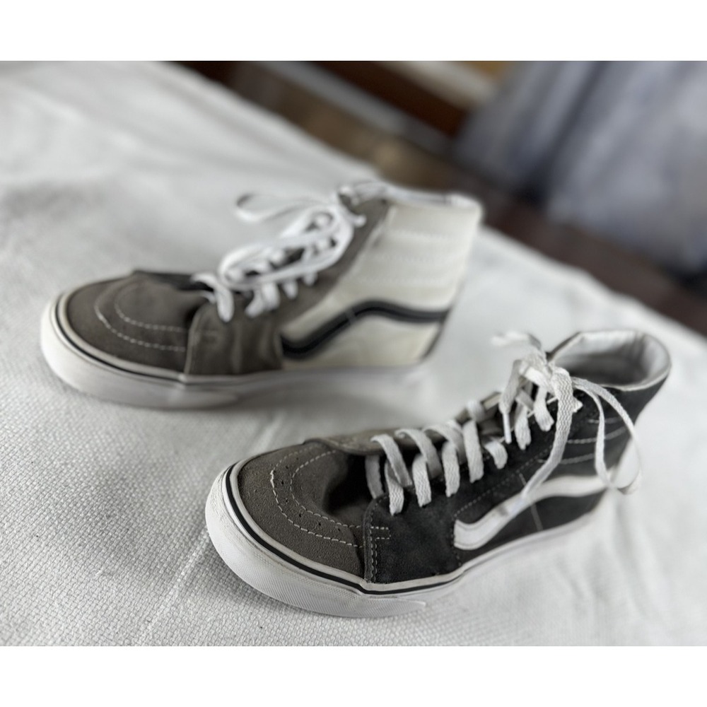 Vans Sk8-Hi Shoes Mens Size 7.5 Black Gray White High Top Skateboarding Sneakers
